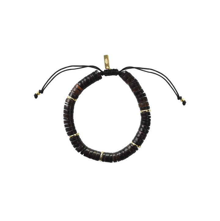 Adriana Pappas - - 14K Gold Filled - Men's - Black - Heishi Shells Cord Bracelet