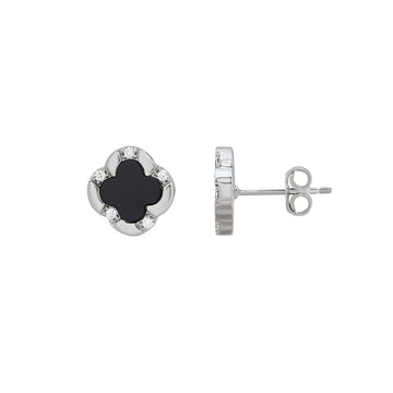 SS RHOD BLACK AGATE/CZ BLISS C