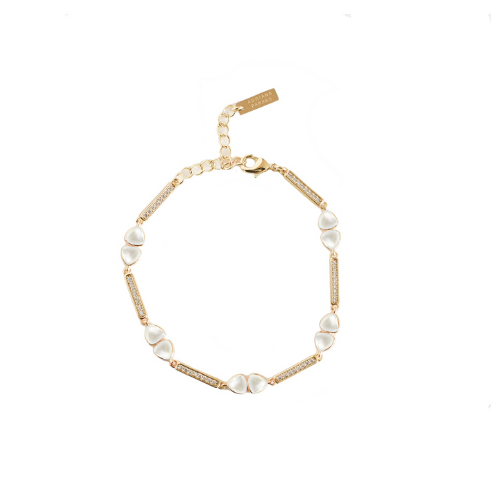 Adriana Pappas - Brass - 14K Gold Filled Gemstone Mother of Pearl Link Bracelet
