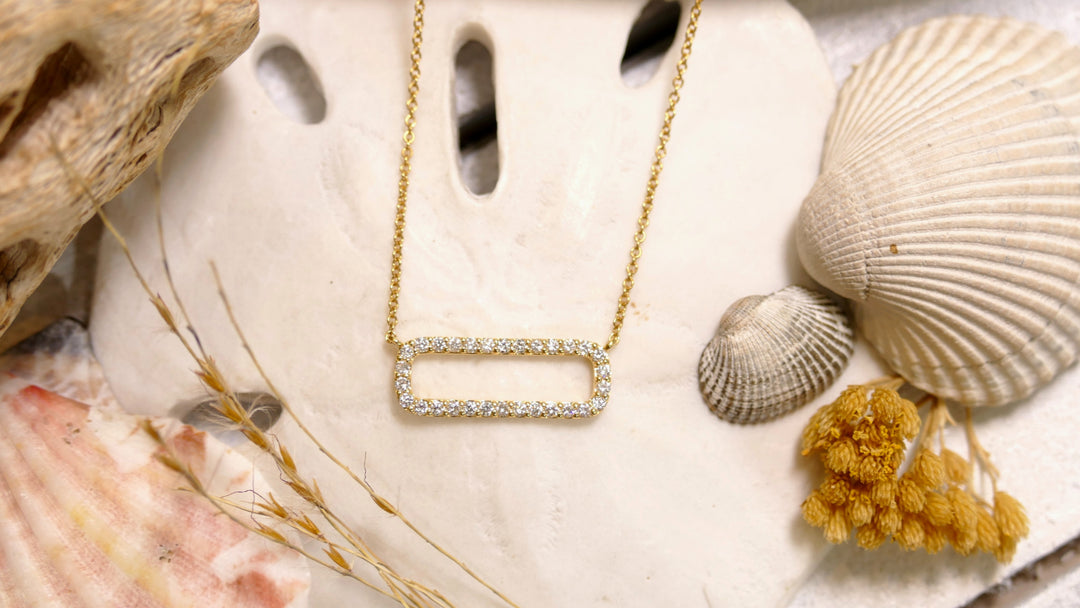 14k Yellow Gold Diamond 0.31ct Open Bar Necklace