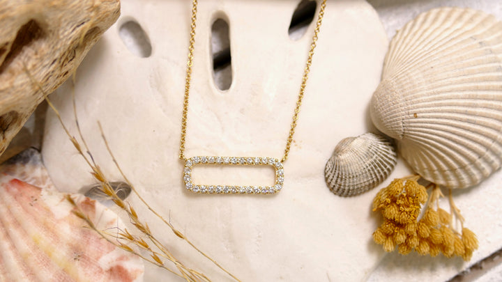 14k Yellow Gold Diamond 0.31ct Open Bar Necklace