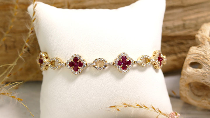 14k Yellow Gold Ruby Tennis Bracelet