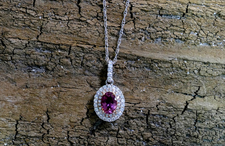 14k White Gold .38ct Pink Tourmaline Pendant