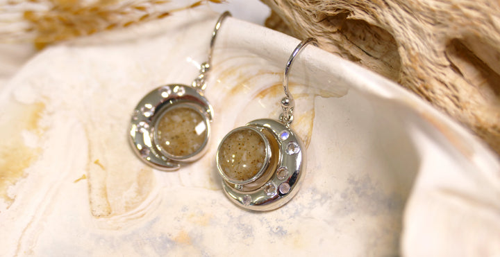 Dune - Sterling Silver - "New Moon" Crystal Ocean City Beach Sand Drop Earrings
