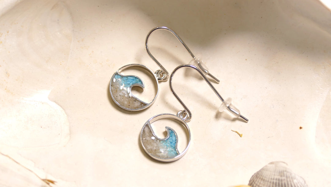 Dune - Sterling Silver - Silver Ocean Gradient Wave Drop Earrings