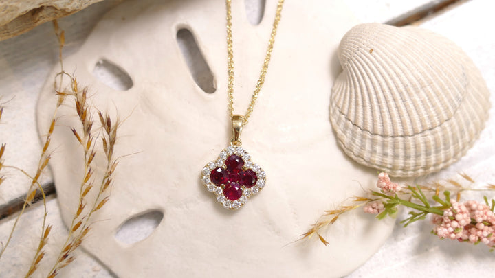 14k Yellow Gold 0.34CT Ruby Round Pendant 18"