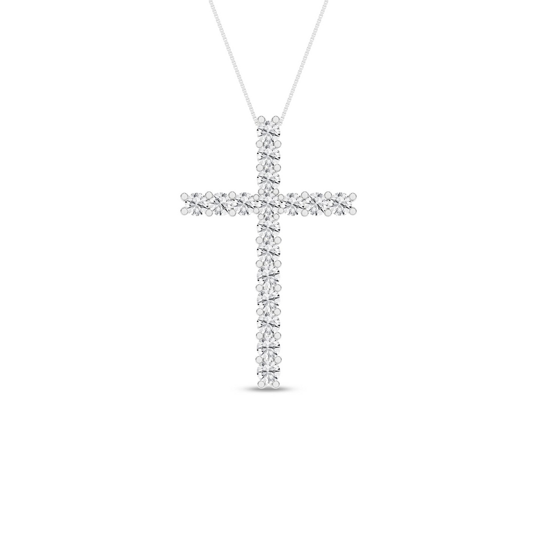 14k White Gold Lab Grown Diamond 0.5ctw Cross Pendant