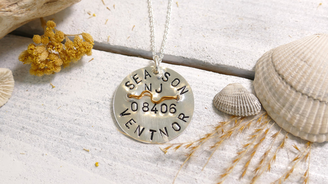 Sterling Silver - Ventnor Beach Badge Necklace