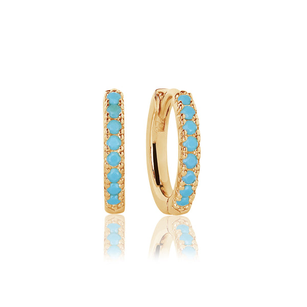 Sif Jakobs - Sterling Silver - 18K Gold Plated "Ellera Medio" Turquoise Hoop Earrings