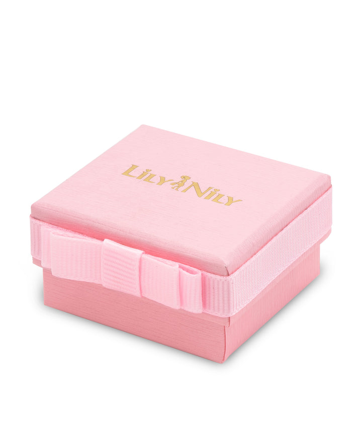 Lily Nily - Sterling Silver - 18K Gold Plated Pink Enamel Heart Stud Earrings