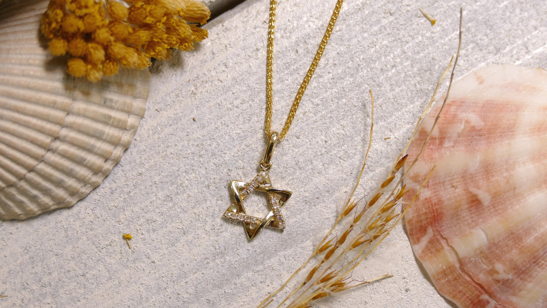 14k Yellow Gold Diamond 0.05ct Star of David Necklace