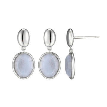 SS RHOS BLUE AGATE DROP EARR