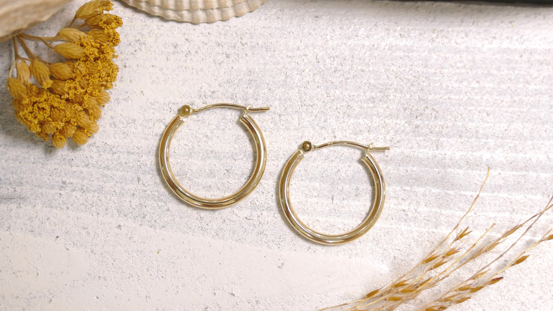 14k Yellow Gold Polished Hoop Earrings