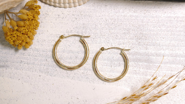 14k Yellow Gold Polished Hoop Earrings