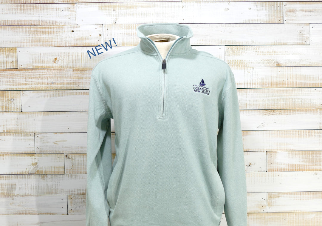 Long Sleeve 1/4 Zip Cadet Collar OC Sailboat - Green (Extra Large)