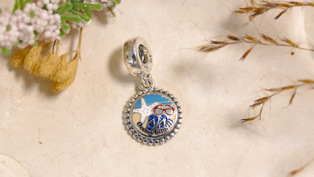 Pandora - Red White Blue Sunglasses Starfish Sandles SS OCNJ Dangle Charm