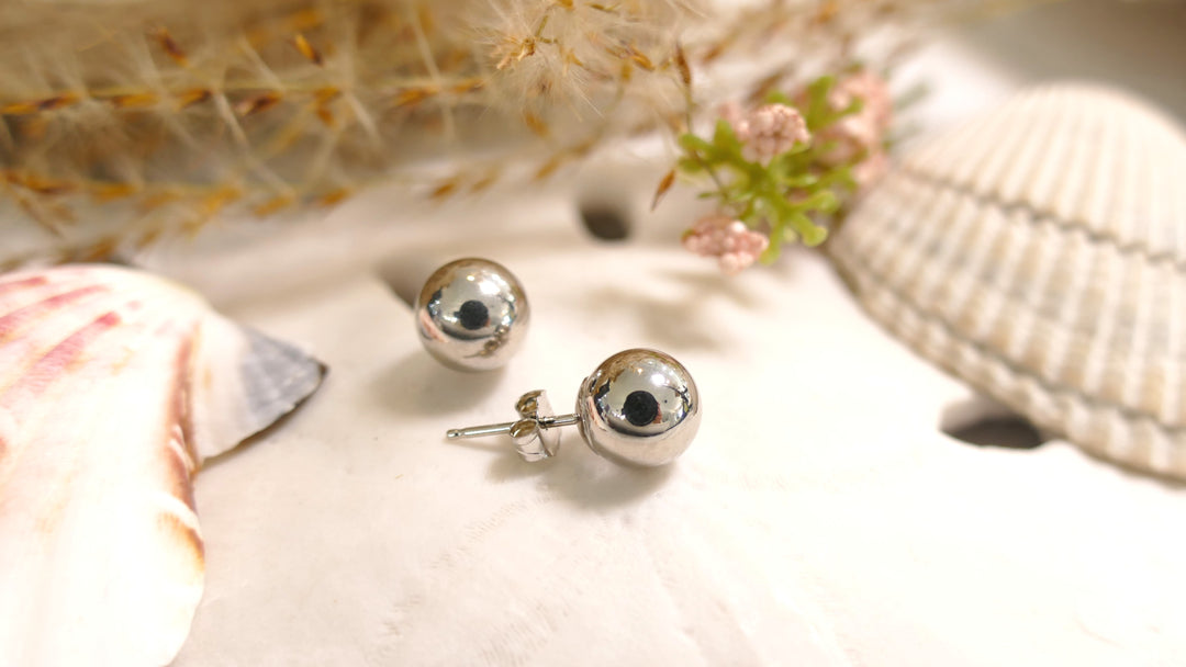 14k White Gold 7mm Ball Stud Earrings