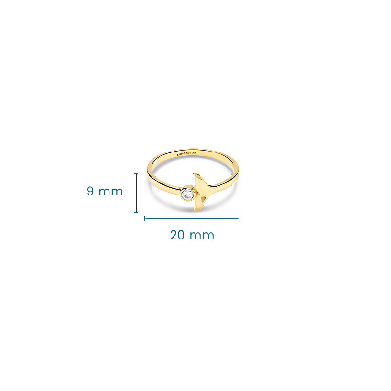 14kt Gold Lab Diamond Whale Ta