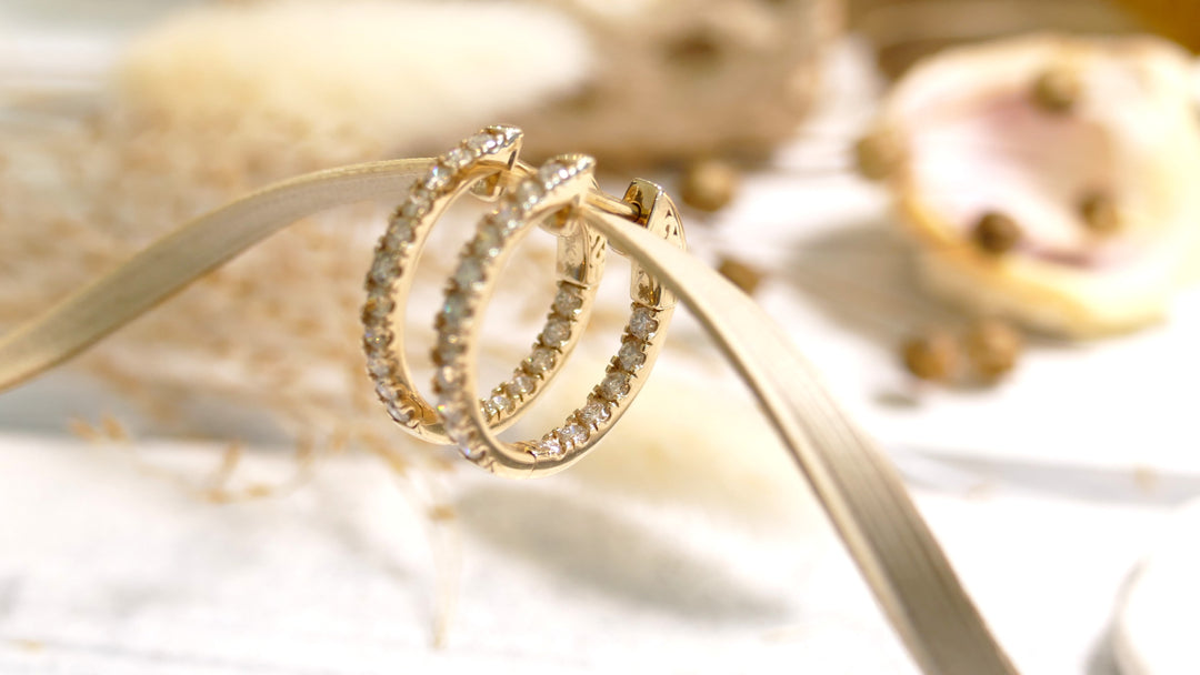10K Yellow Gold 0.15ct - Inside Out - Natural Diamond Round Earrings
