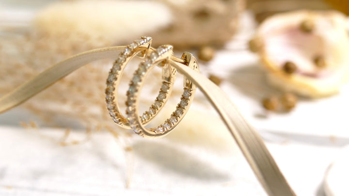 10K Yellow Gold 0.15ct - Inside Out - Natural Diamond Round Earrings