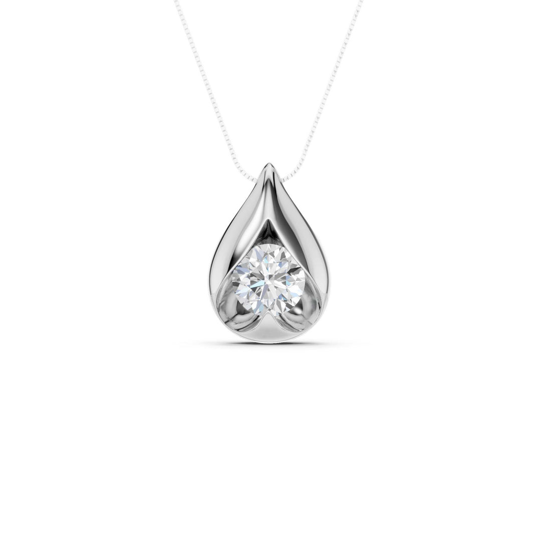 14k White Gold Lab Grown Diamond 1ctw - Boat Set Solitaire Necklace