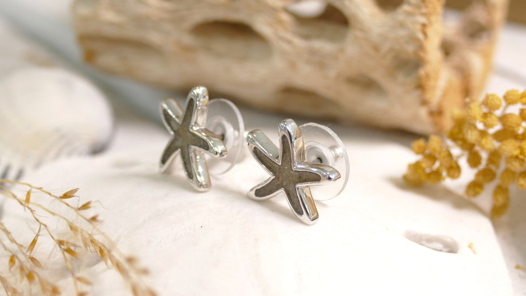 Dune - Sterling Silver - Silver OC Sand Starfish Stud Earrings