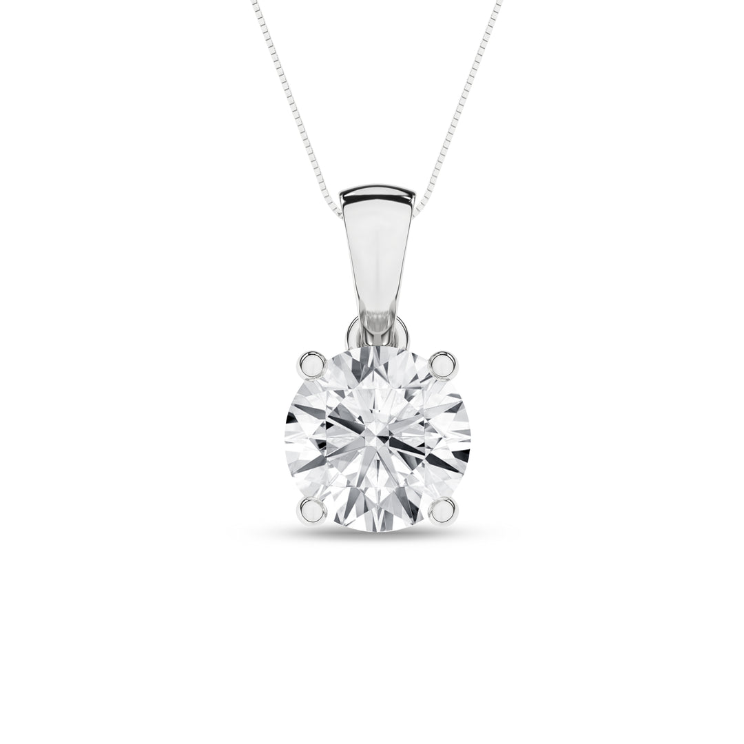 14k White Gold Solitaire Round 2 ctw Lab Diamond Necklace