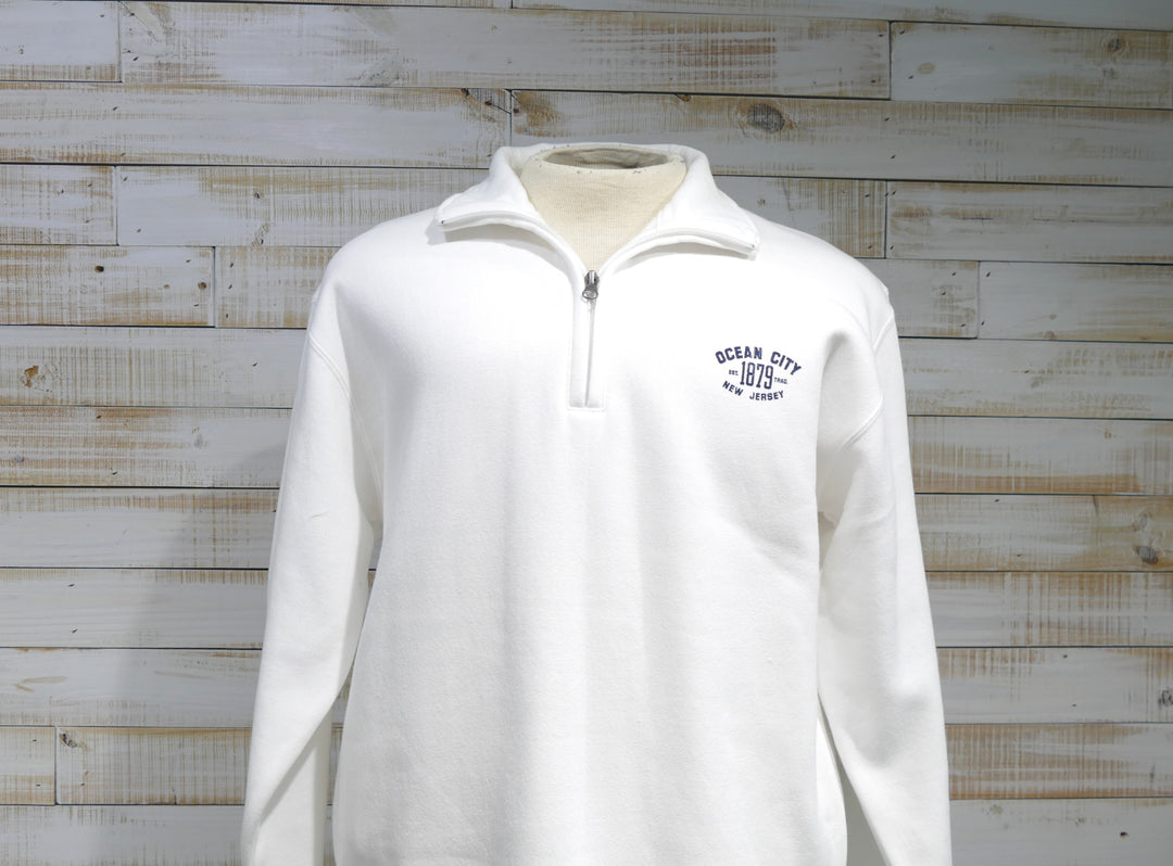 Long Sleeve 1/4 Zip Cadet Collar OC Sweatshirt - White (XXL)