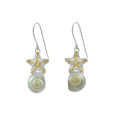 Sterling Silver starfish Shell Earrings