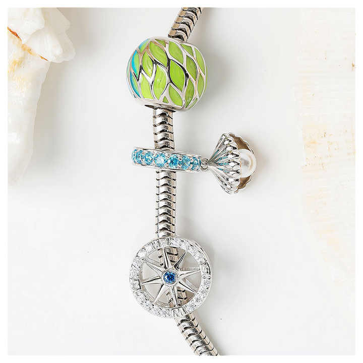 Ocean - Sterling Silver - Sapphire Cubic Zirconia Compass Bead Charm