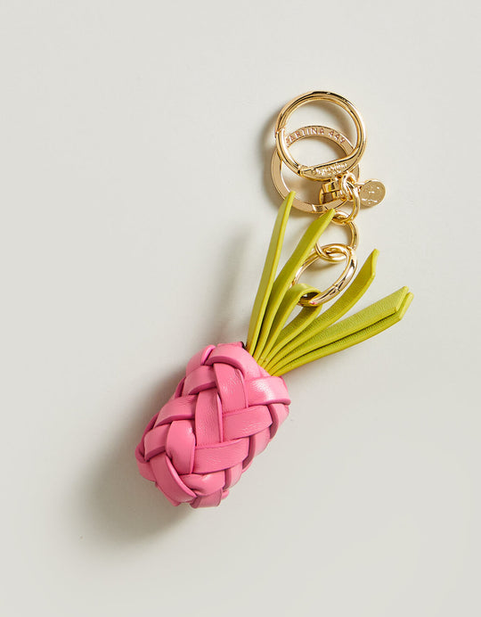 Spartina - - Gold Pink/Green Pineapple Keychain Leather Accessory