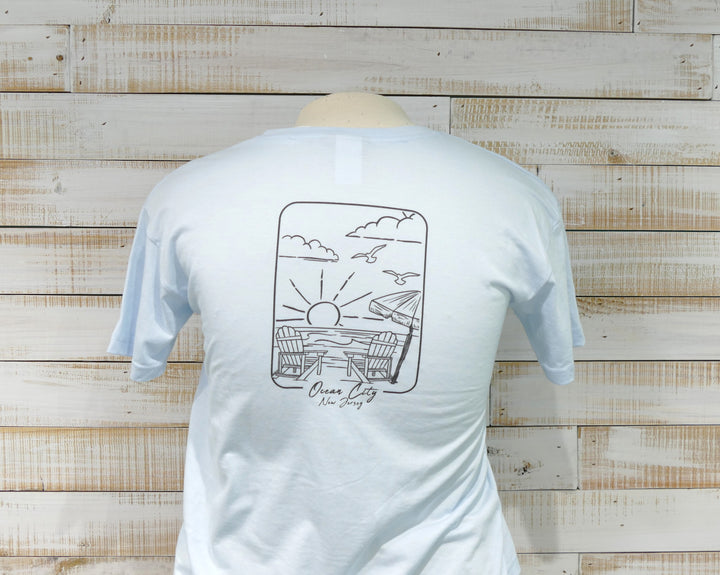 Ocean City Classics - Short Sleeve Youth - Beach Scene T-Shirt - Light Blue
