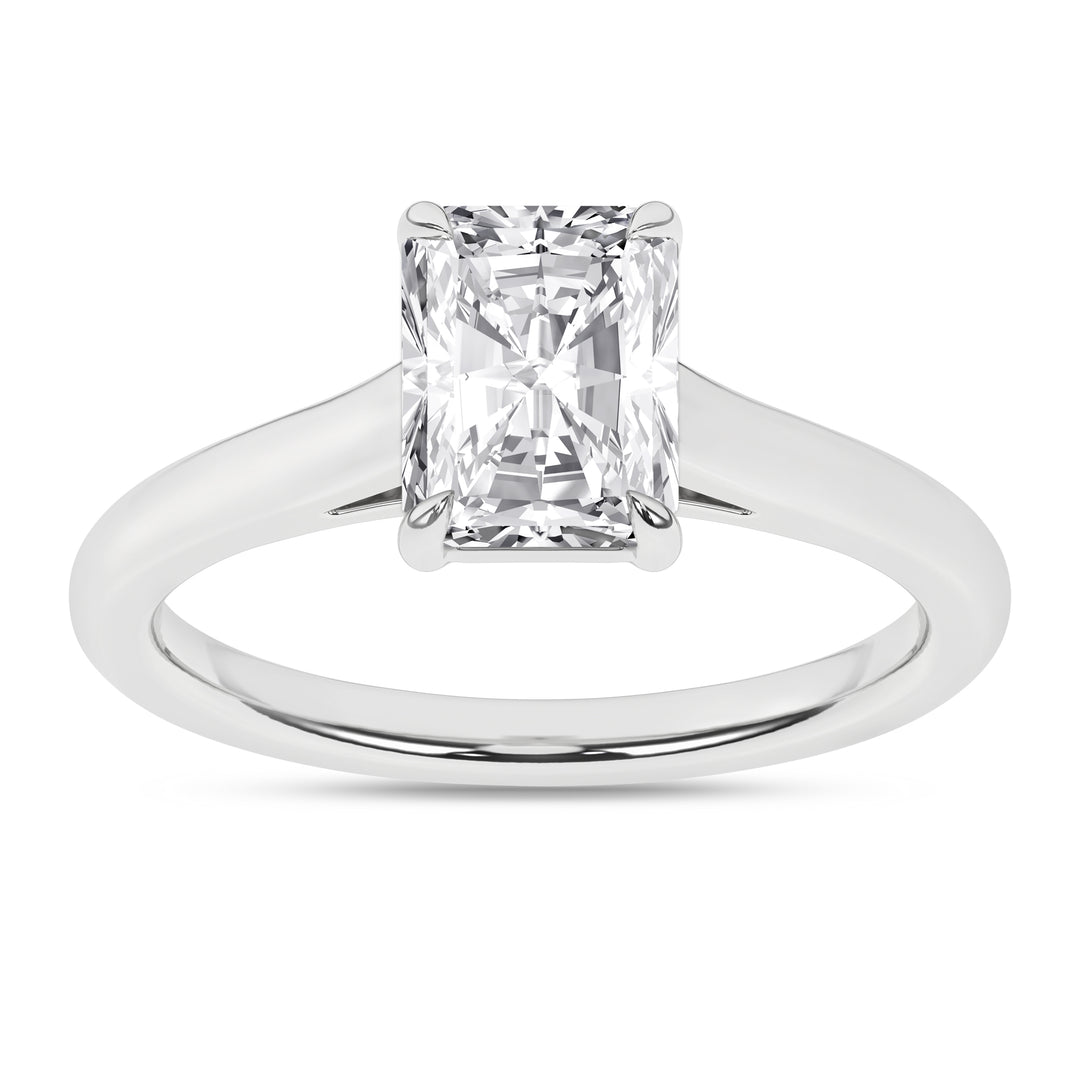 14k White Gold 1.5 CTW Lab Grown Diamond Radiant Ring