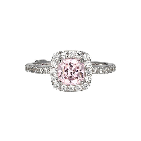 CUSHION CUT RH PLATED PINK CZ