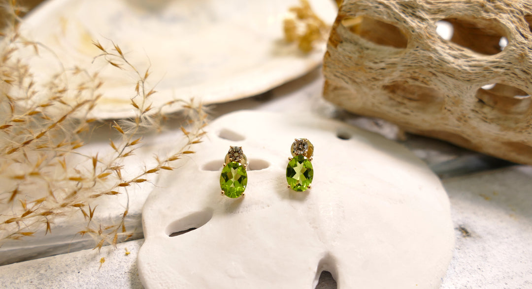 14k Yellow Gold Oval .30ct Peridot Stud Earrings