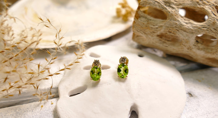 14k Yellow Gold Oval .30ct Peridot Stud Earrings