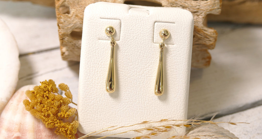 14k Yellow Gold Teardrop Drop Earrings