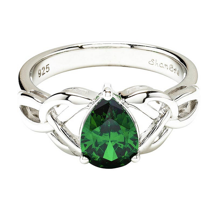 Sterling Silver CZ Emerald Tri