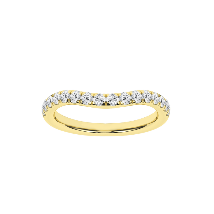 14k Yellow Gold 0.5ctw Round Lab Grown Diamond Curve Ring (Size 7)