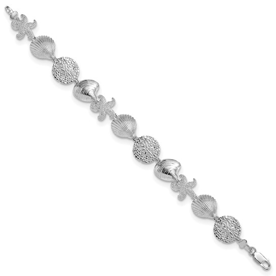 Sterling Silver - Silver Polished Sea Life Bracelet 7.25"