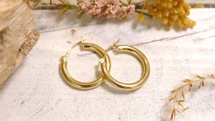 14k Yellow Gold Polished Hoop