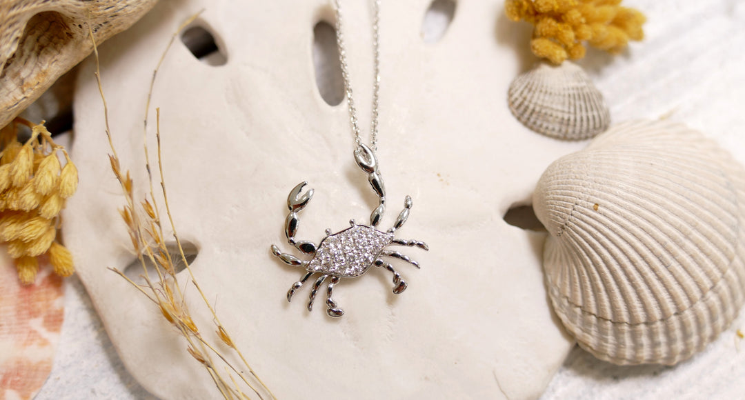 14k White Gold Crab .26ct Diamond Necklace