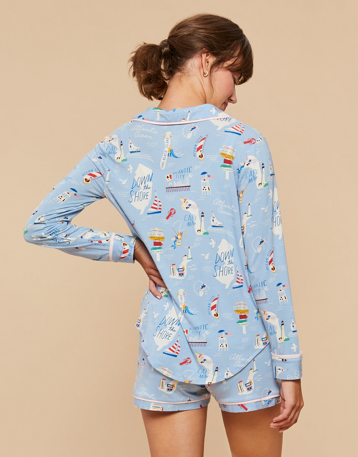 Spartina - Long Sleeve Down the Shore Pajama Top - Light Blue (Medium)