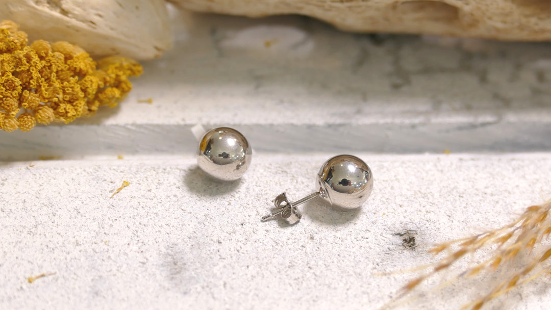 14KW Ball Post Earrings - 8MM
