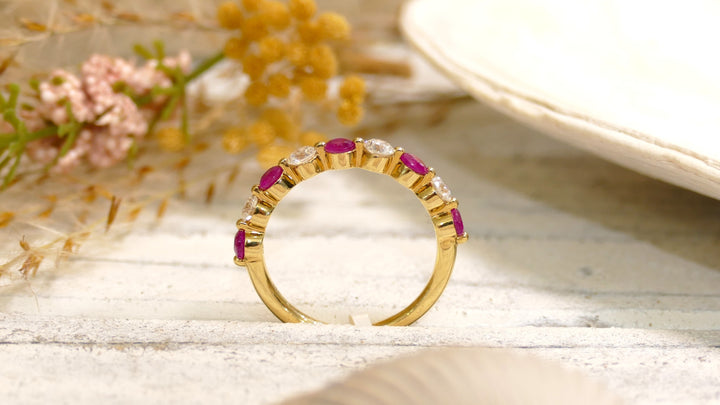 14k Yellow Gold Ruby 1.25ct Natural Diamonds Ring (Size 6)