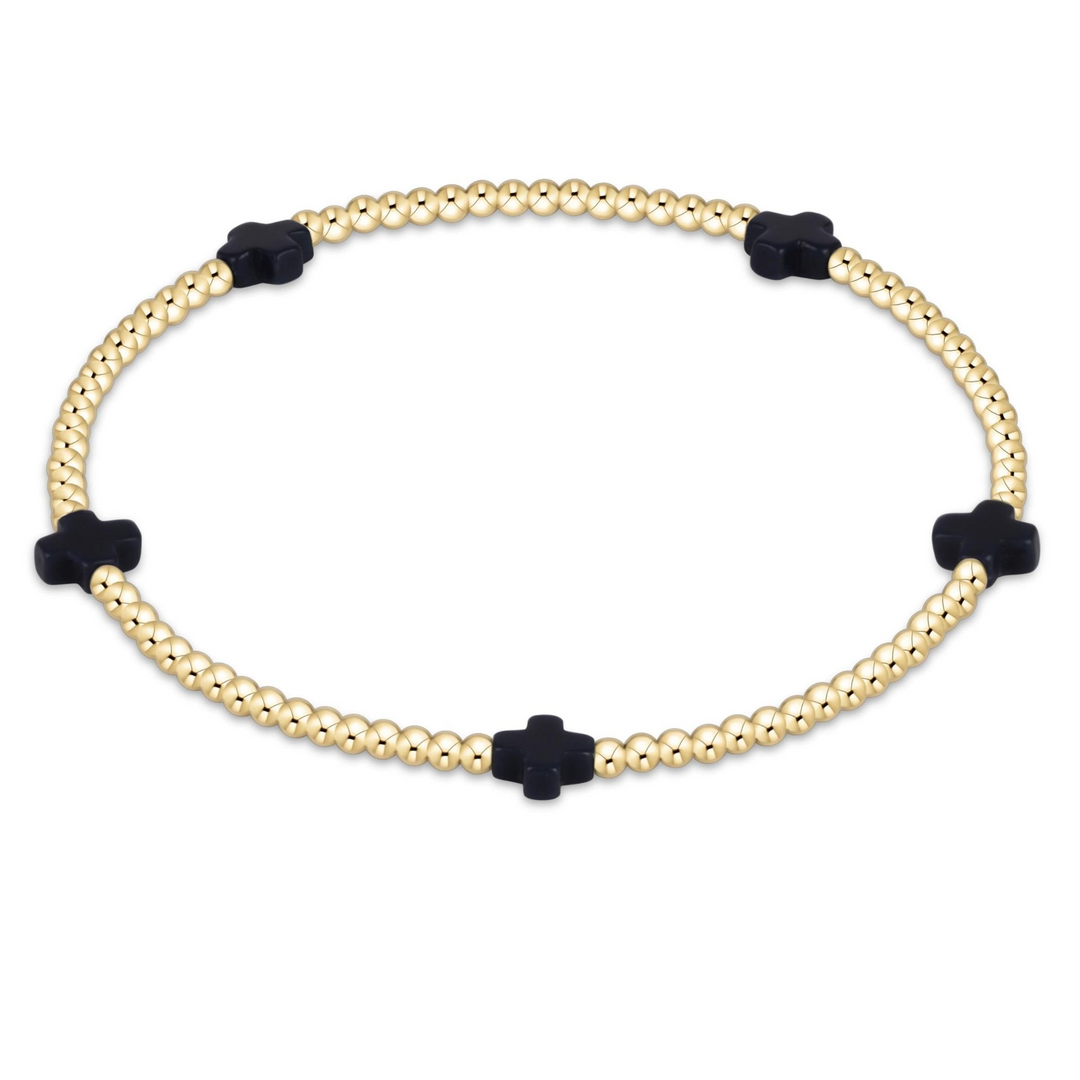 enewton - Beaded Bracelet Signature Cross Navy Gold-Filled Bracelet (Standard 6.25")