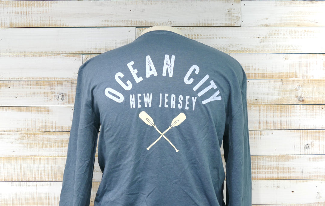 Long Sleeve Crew Neck OCNJ Oars T-Shirt - Indigo Blue