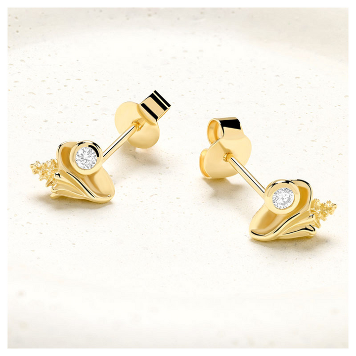 14kt Gold Lab Diamond Shell Ea