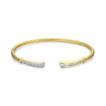 SS GP WT CZ BAGUETTE CUFF BRAC