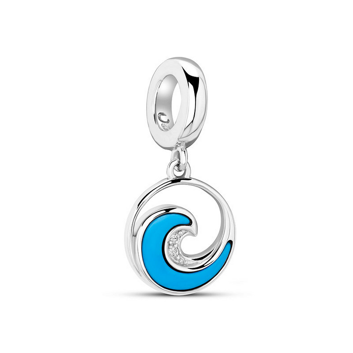 Ocean - Sterling Silver - Turquoise Wave Dangle Charm